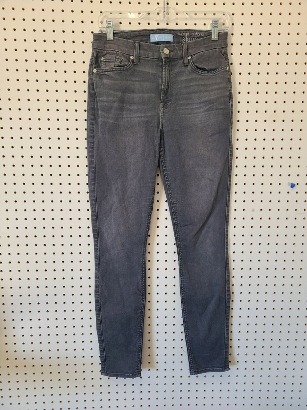 7 For All Mankind B(air) Denim High Waist Ankle Skinny Jeans Dark Gray Size 27